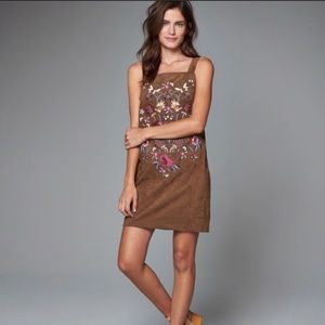 A&F Embroidered Faux Suede Shift Dress XXS